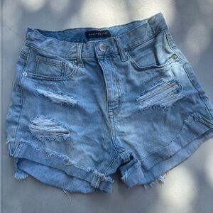 Aeropostale Women's Faded Blue Ripped Jean Shorts